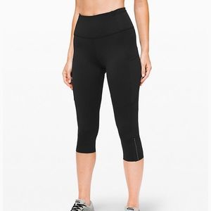Lululemon Black Fast and Free Crop 19”